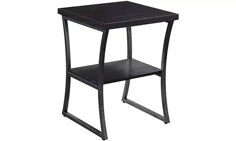Table d'appoint en métal à trois niveaux avec cadre en croix – 60,3 cm H x 45,1 cm L x 45,1 cm P, Espresso/Gris ardoise