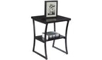 Table d'appoint en métal à trois niveaux avec cadre en croix – 60,3 cm H x 45,1 cm L x 45,1 cm P, Espresso/Gris ardoise