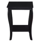 Table d'appoint carrée en bois avec étagères ouvertes à deux niveaux – 61 cm H x 46 cm L x 46 cm P, Noir