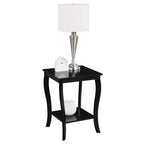 Table d'appoint carrée en bois avec étagères ouvertes à deux niveaux – 61 cm H x 46 cm L x 46 cm P, Noir