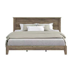 Lit plateforme King Size avec tête de lit et sommier à lattes LVL – 217,3 cm P x 208,6 cm L x 100,5 cm H, Chêne noueux