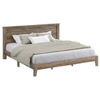 Lit plateforme King Size avec tête de lit et sommier à lattes LVL – 217,3 cm P x 208,6 cm L x 100,5 cm H, Chêne noueux