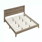 Lit plateforme King Size avec tête de lit et sommier à lattes LVL – 217,3 cm P x 208,6 cm L x 100,5 cm H, Chêne noueux
