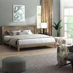 Lit plateforme King Size avec tête de lit et sommier à lattes LVL – 217,3 cm P x 208,6 cm L x 100,5 cm H, Chêne noueux