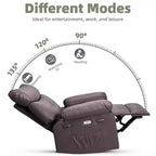 Fauteuil inclinable, pivotant et berçant extra-large avec massage et inclinaison électrique – Largeur du siège 68 cm, capacité 180 kg