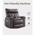Fauteuil inclinable, pivotant et berçant extra-large avec massage et inclinaison électrique – Largeur du siège 68 cm, capacité 180 kg