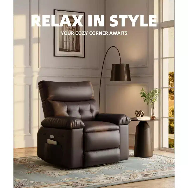 Fauteuil inclinable, pivotant et berçant extra-large avec massage et inclinaison électrique – Largeur du siège 68 cm, capacité 180 kg