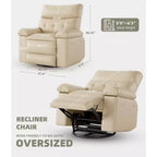 Fauteuil inclinable, pivotant et berçant extra-large avec massage et inclinaison électrique – Largeur du siège 68 cm, capacité 180 kg