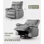 Fauteuil inclinable, pivotant et berçant extra-large avec massage et inclinaison électrique – Largeur du siège 68 cm, capacité 180 kg
