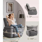 Fauteuil inclinable, pivotant et berçant extra-large avec massage et inclinaison électrique – Largeur du siège 68 cm, capacité 180 kg