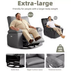 Fauteuil inclinable, pivotant et berçant extra-large avec massage et inclinaison électrique – Largeur du siège 68 cm, capacité 180 kg