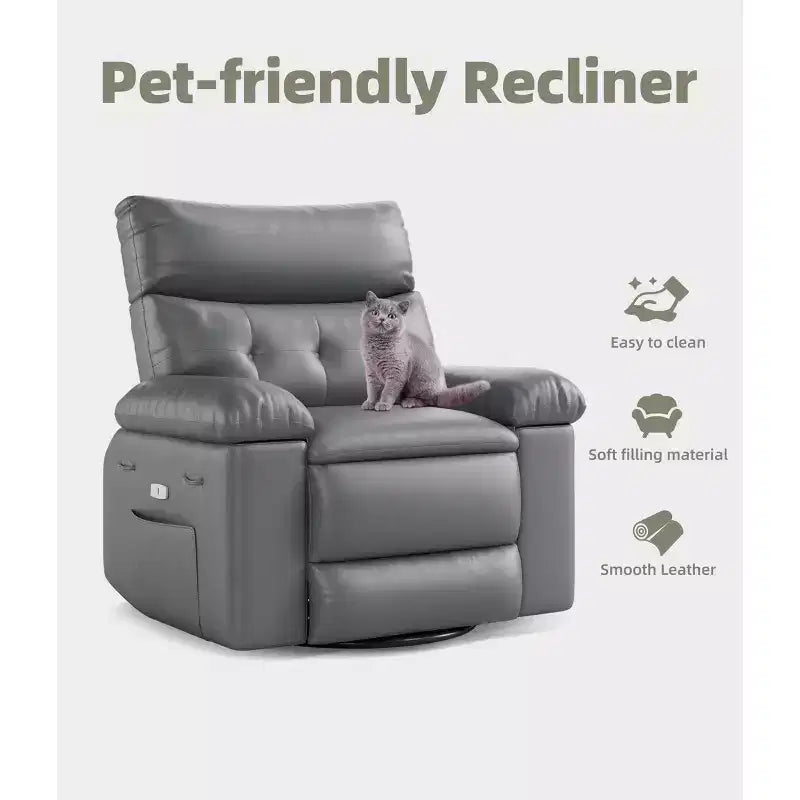 Fauteuil inclinable, pivotant et berçant extra-large avec massage et inclinaison électrique – Largeur du siège 68 cm, capacité 180 kg