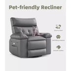 Fauteuil inclinable, pivotant et berçant extra-large avec massage et inclinaison électrique – Largeur du siège 68 cm, capacité 180 kg
