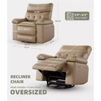 Fauteuil inclinable, pivotant et berçant extra-large avec massage et inclinaison électrique – Largeur du siège 68 cm, capacité 180 kg