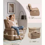Fauteuil inclinable, pivotant et berçant extra-large avec massage et inclinaison électrique – Largeur du siège 68 cm, capacité 180 kg