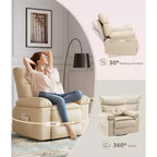 Fauteuil inclinable, pivotant et berçant extra-large avec massage et inclinaison électrique – Largeur du siège 68 cm, capacité 180 kg
