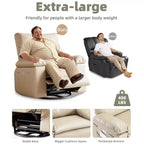 Fauteuil inclinable, pivotant et berçant extra-large avec massage et inclinaison électrique – Largeur du siège 68 cm, capacité 180 kg