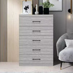 Galano Hamsper 5 Drawer Chest (Interlock) - Dusty Grey Oak