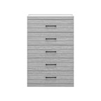 Commode à 5 tiroirs avec mécanisme de sécurité à verrouillage – 116,4 cm H x 78 cm L x 41 cm P, Chêne Gris Poussiéreux
