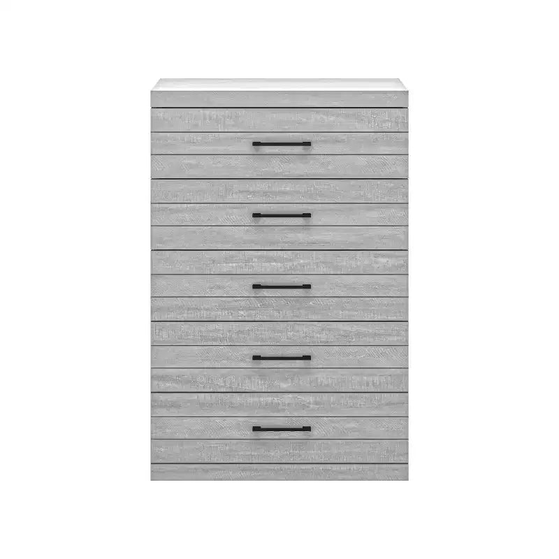 Commode à 5 tiroirs avec mécanisme de sécurité à verrouillage – 116,4 cm H x 78 cm L x 41 cm P, Chêne Gris Poussiéreux