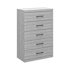 Commode à 5 tiroirs avec mécanisme de sécurité à verrouillage – 116,4 cm H x 78 cm L x 41 cm P, Chêne Gris Poussiéreux