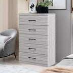 Commode à 5 tiroirs avec mécanisme de sécurité à verrouillage – 116,4 cm H x 78 cm L x 41 cm P, Chêne Gris Poussiéreux
