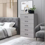 Commode à 5 tiroirs avec mécanisme de sécurité à verrouillage – 116,4 cm H x 78 cm L x 41 cm P, Chêne Gris Poussiéreux