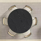 Table de salle à manger ronde en bois avec pied cannelé, 4 à 6 places – 132 cm de diamètre x 76 cm de hauteur