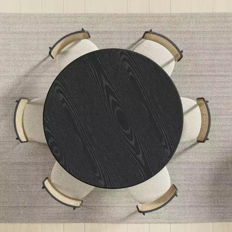 Table de salle à manger ronde en bois avec pied cannelé, 4 à 6 places – 132 cm de diamètre x 76 cm de hauteur