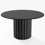 Table de salle à manger ronde en bois avec pied cannelé, 4 à 6 places – 132 cm de diamètre x 76 cm de hauteur
