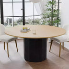 Table à manger ronde en bois massif avec pied cylindrique, 6 à 8 places – 152 cm de diamètre x 76 cm de hauteur