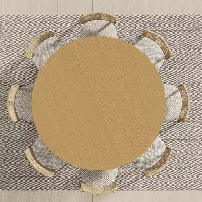 Table à manger ronde en bois massif avec pied cylindrique, 6 à 8 places – 152 cm de diamètre x 76 cm de hauteur