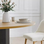 Table à manger ronde en bois massif avec pied cylindrique, 6 à 8 places – 152 cm de diamètre x 76 cm de hauteur