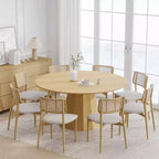 PexFix 60 in.H Solid Wood Round Dining Table Kitchen Table for 6-8 with Tabletop and Tapered Base for Living/Dining Room Coffee Office in Natural