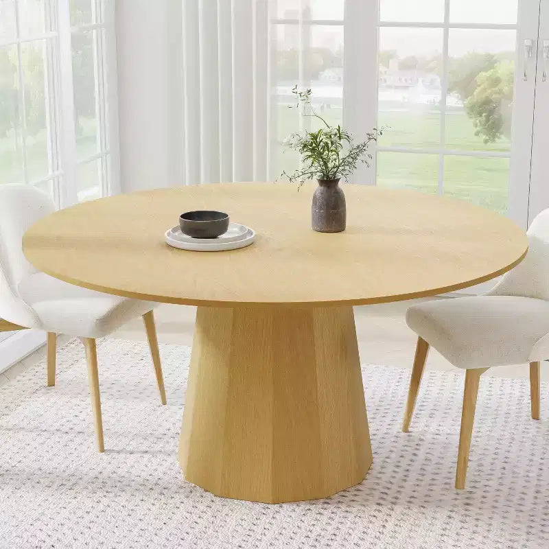 Table à manger ronde en bois massif avec pied conique, pour 6 à 8 personnes – 152 cm de diamètre x 76 cm de hauteur