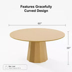 Table à manger ronde en bois massif avec pied conique, pour 6 à 8 personnes – 152 cm de diamètre x 76 cm de hauteur
