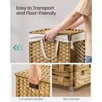 Panier à linge pliable avec couvercle et sac amovible, 36 litres, jaune
