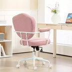 Fauteuil de bureau pivotant rembourré avec hauteur réglable et accoudoirs fixes – 101 cm H x 61,5 cm L x 63 cm P