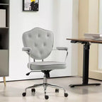 Fauteuil de bureau pivotant rembourré avec hauteur réglable et accoudoirs fixes – 101 cm H x 61,5 cm L x 63 cm P