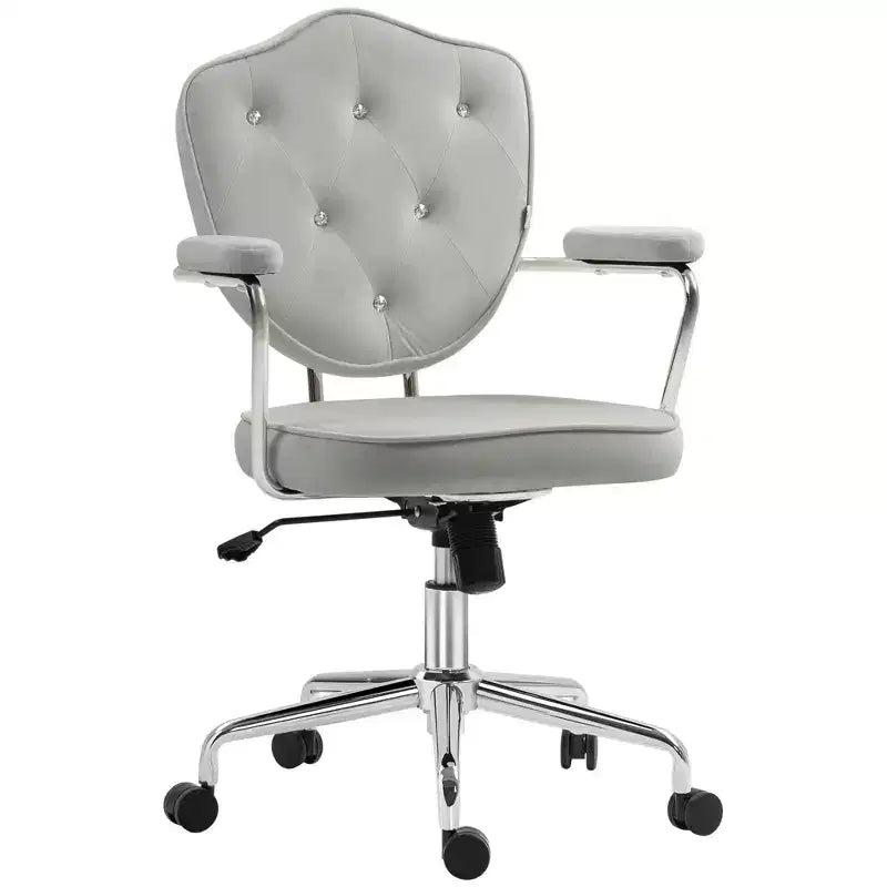 Fauteuil de bureau pivotant rembourré avec hauteur réglable et accoudoirs fixes – 101 cm H x 61,5 cm L x 63 cm P