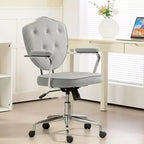 Fauteuil de bureau pivotant rembourré avec hauteur réglable et accoudoirs fixes – 101 cm H x 61,5 cm L x 63 cm P