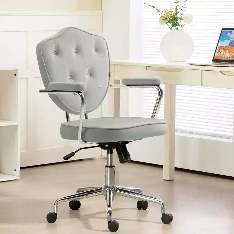 Fauteuil de bureau pivotant rembourré avec hauteur réglable et accoudoirs fixes – 101 cm H x 61,5 cm L x 63 cm P