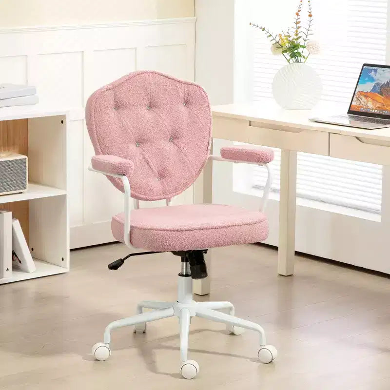 Fauteuil de bureau pivotant rembourré avec hauteur réglable et accoudoirs fixes – 101 cm H x 61,5 cm L x 63 cm P