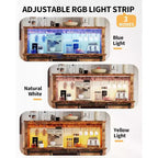 Meuble de bar à café de 55 pouces avec portes coulissantes de grange, range-bouteilles, éclairage LED et prises électriques