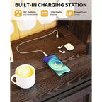 Meuble de bar à café de 55 pouces avec portes coulissantes de grange, range-bouteilles, éclairage LED et prises électriques