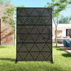 MAYEERTY Triangular Prismatic Light Black Galvanized Steel Screen Outdoor and Indoor Divider with Free Standing Decorative Privacy Screen