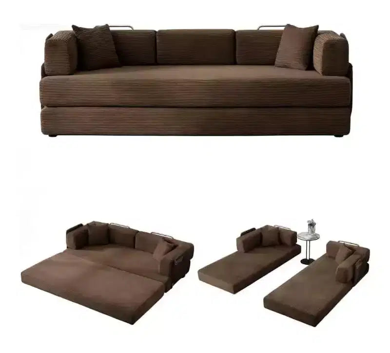 Canapé-lit convertible de 78,8 po avec oreillers – Velours côtelé, multi-positions, aucun assemblage requis
