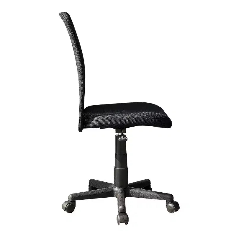 Chaise de bureau sans accoudoirs en maille, avec hauteur et roulettes réglables – 34,5" H x 20,5" L x 21" P