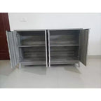 Buffet moderne avec 4 compartiments à portes géométriques – 86 cm H x 140 cm P x 40 cm L