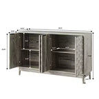 Buffet moderne avec 4 compartiments à portes géométriques – 86 cm H x 140 cm P x 40 cm L